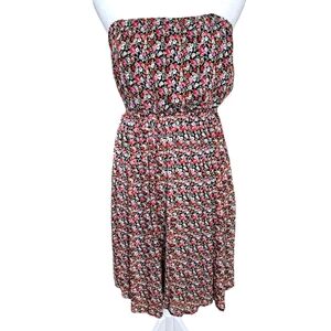 KIMCHI BLUE Ditsy Floral Strapless Sundress In Pink/red Multi. Size S